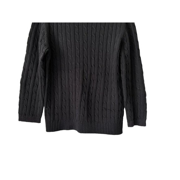 Charter Club Cable Knit All Over 100% Cotton Pullover Crewneck Black Size Med - Picture 3 of 6